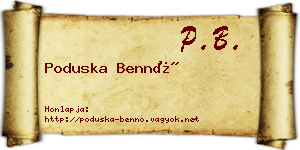 Poduska Bennó névjegykártya